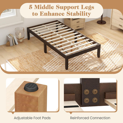 Goflame 14 Inch Twin Wood Platform Bed Frame, Minimalist Twin Bed Frame with Wooden Slats Support & Rubber Wood Legs