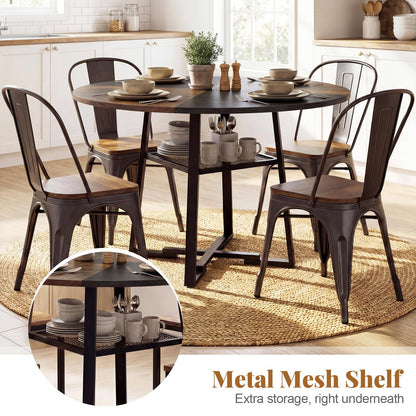 Goflame Round Dining Table for 4-6 | 47.5" Circle Kitchen Table with Storage Shelf