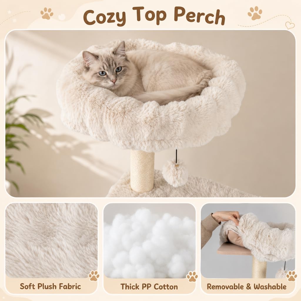 Multi-level Cat Tree with Top Perch & Cozy Condo