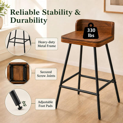 GOFLAME 24" Industrial Bar Stools Set of 1/2/4 Counter Height Barstools