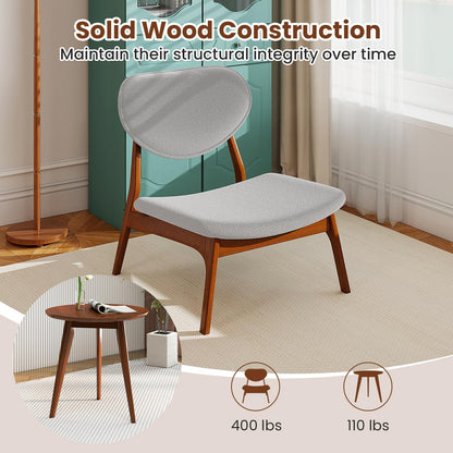 Goflame Lamb Velvet Fabric Upholstered Living Room Chairs with Side Table