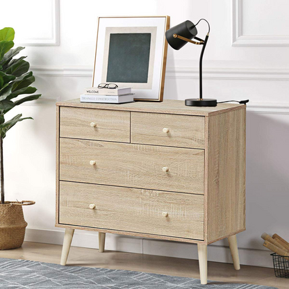 Goflame 4-Drawer Dresser, Free-Standing Chest Wood Legs and Sliding Rail
