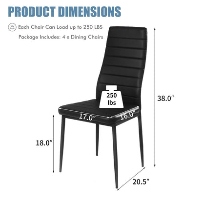 Goflame Set of 4 Dining Chairs, Upholstered Dining Side Chairs with Stain-Proof PVC Leather