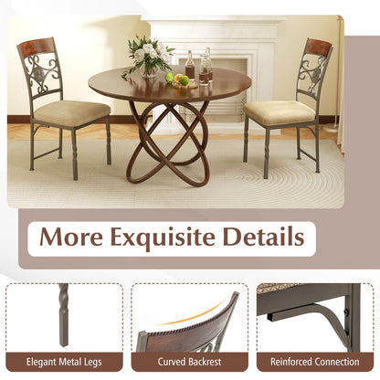 Goflame Upholstered Dining Chair Set, Vintage Metal Dining Chairs with Soft Padded Seat Cushion
