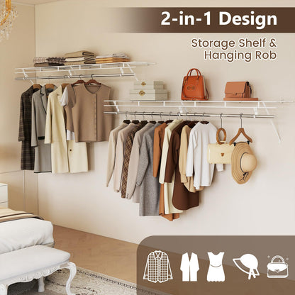 Goflame 6 ft Wall Mounted Closet Shelf with Hanging Rod