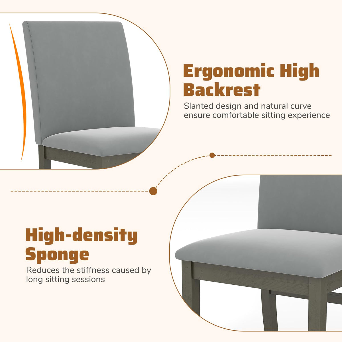 Goflame Upholstered Dining Chairs Set for Restaurant