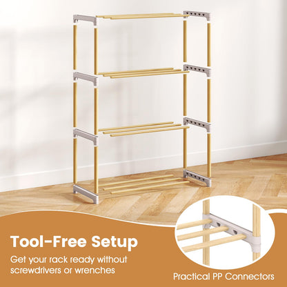 Goflame 4-Tier Stackable Pine Wood Shoe Rack for entryway
