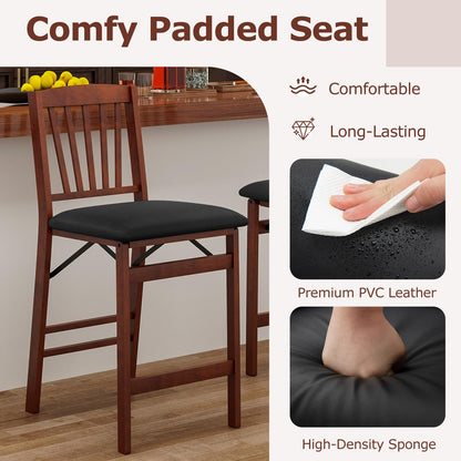 Goflame Folding Bar Stools Set, 24.5" Counter Height Bar Dining Chairs with Back