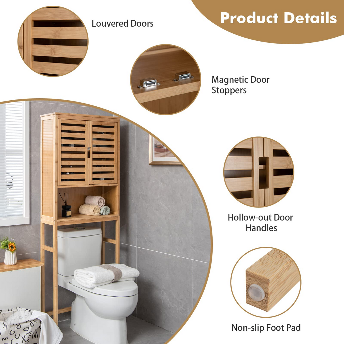 Goflame Over-The-Toilet Storage Cabinet
