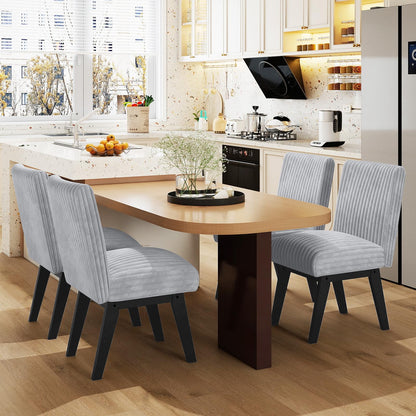 Goflame Fabric Upholstered Channel Tufted Kitchen Chair w/ 6" Thick Padded Seat & Backrest