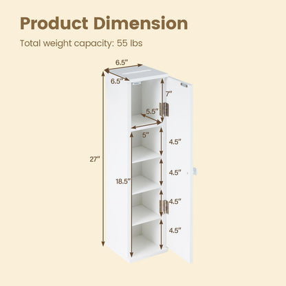 Goflame Small Bathroom Storage Cabinet with Door and Removable Shelves