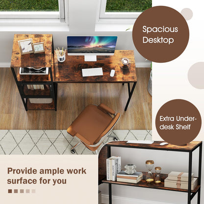 Goflame Modern Computer Workstation Home Office Desk with Storage Cabinet and Shelves