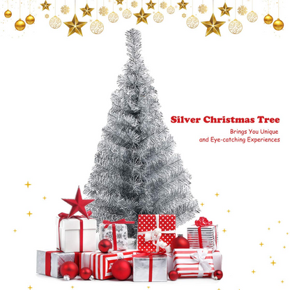Goflame 3ft Silver Pencil Christmas Tree, Artificial Slim Tree - GoflameUS