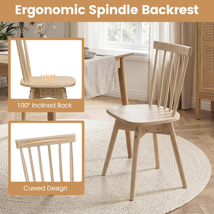 Goflame Windsor Mid Century Rubber Wood Kitchen Chairs with Swivel Seat & Spindle Back (2/4)