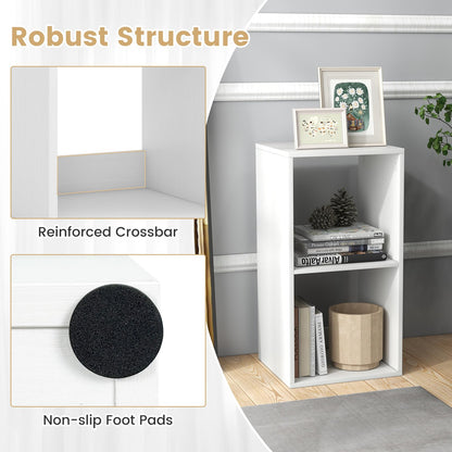 Goflame 2-Cube Bookcase, White Cubby Bookshelf w/Back Guardrail & Anti-Tipping Kits