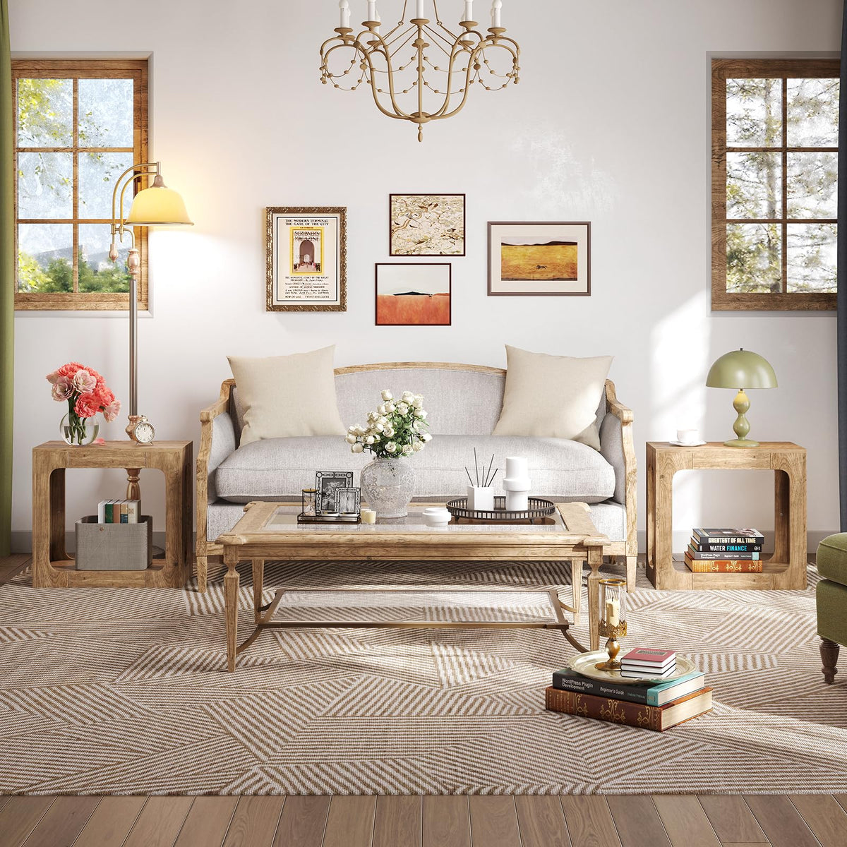 Goflame Narrow End Table 2-Tier Farmhouse Side Table with Open Storage Shelf