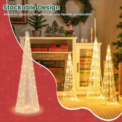 GOFLAME Set of 3 Lighted Christmas Cone Trees