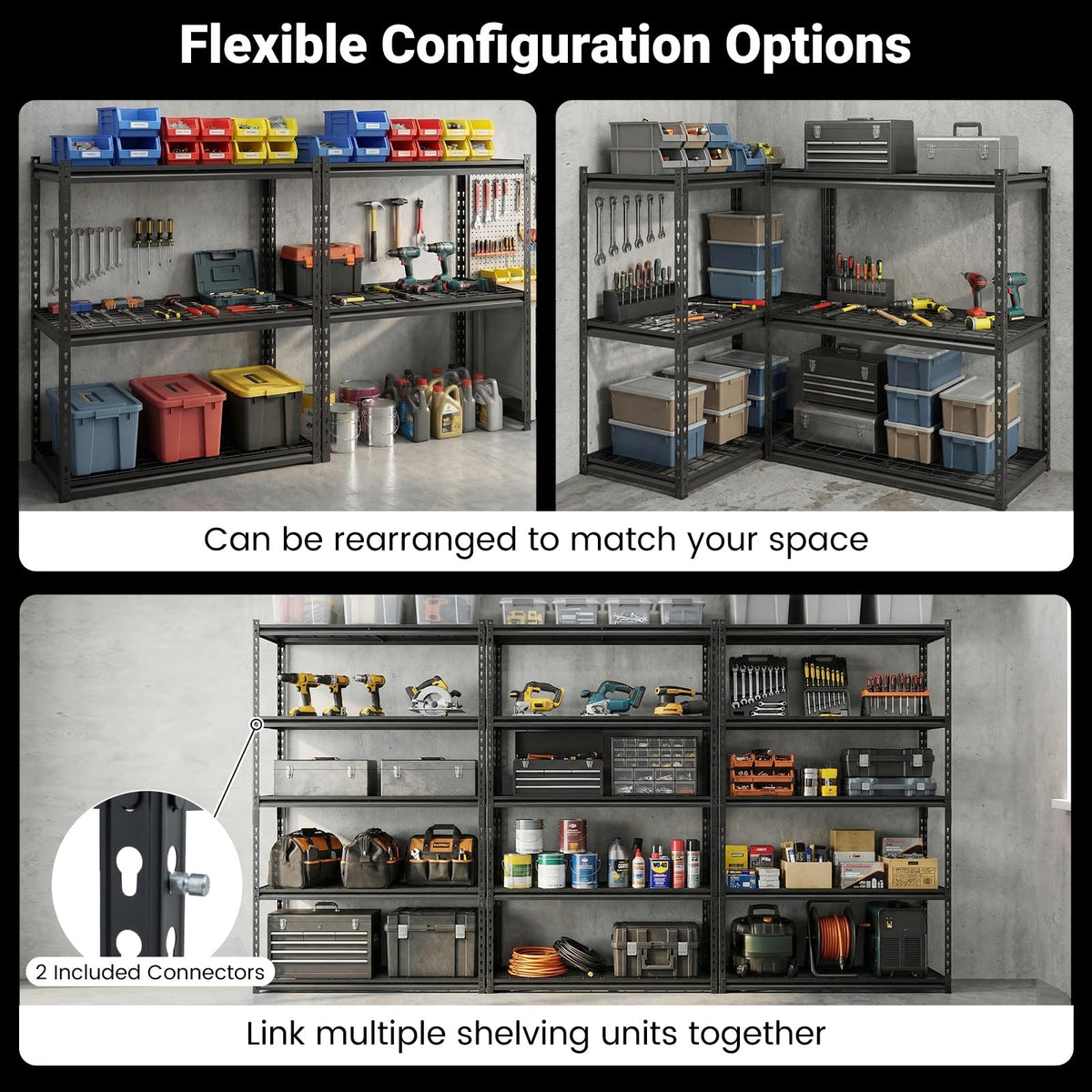 Goflame 5-Tier Metal Storage Shelves(1/2/3/4,36" L x 18" W x 72" H)