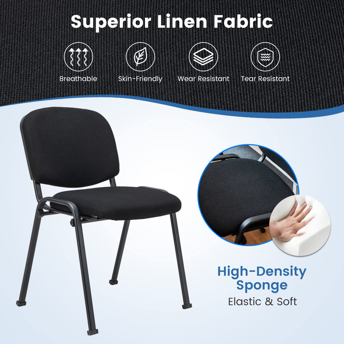 Goflame 10-Pack Conference Chair Set - Stackable Guest Chair with Metal Frame