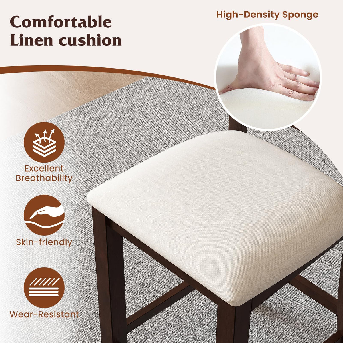 Goflame Farmhouse Counter Height Bar Stools with Footrest (2/4)