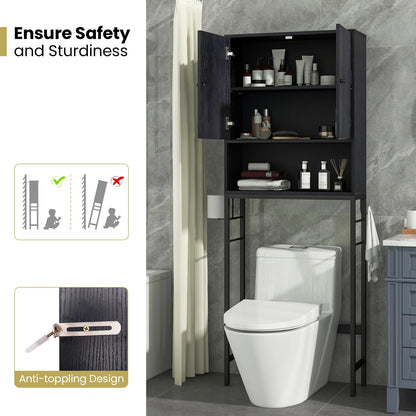 Goflame Over The Toilet Storage Cabinet - Toilet Shelf Rack with Anti-Tip Device