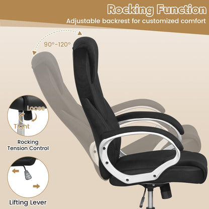 Goflame Leather Office Chair | Ergonomic Mesh Executive Chair with Padded Armrests & Rocking Backrest