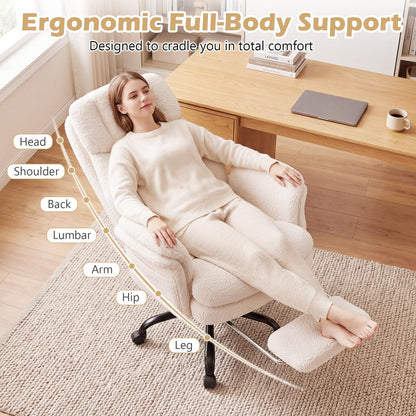 Goflame Criss Cross Legged Reclining Desk Chair with 5-Level Adjustable Armrests