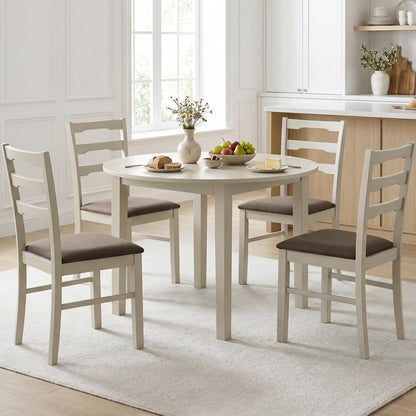 Goflame Wood Farmhouse Upholstered Kitchen Chairs with Ladder Back Design (2/4)