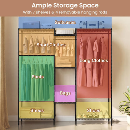 Goflame Convertible Clothes Organizer with L-shape & Horizontal Installation