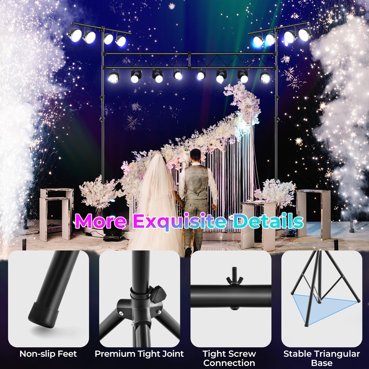 Goflame DJ Light Stand, 14FT Lighting Truss System with 32 Lights Hold 220LBS Capacity
