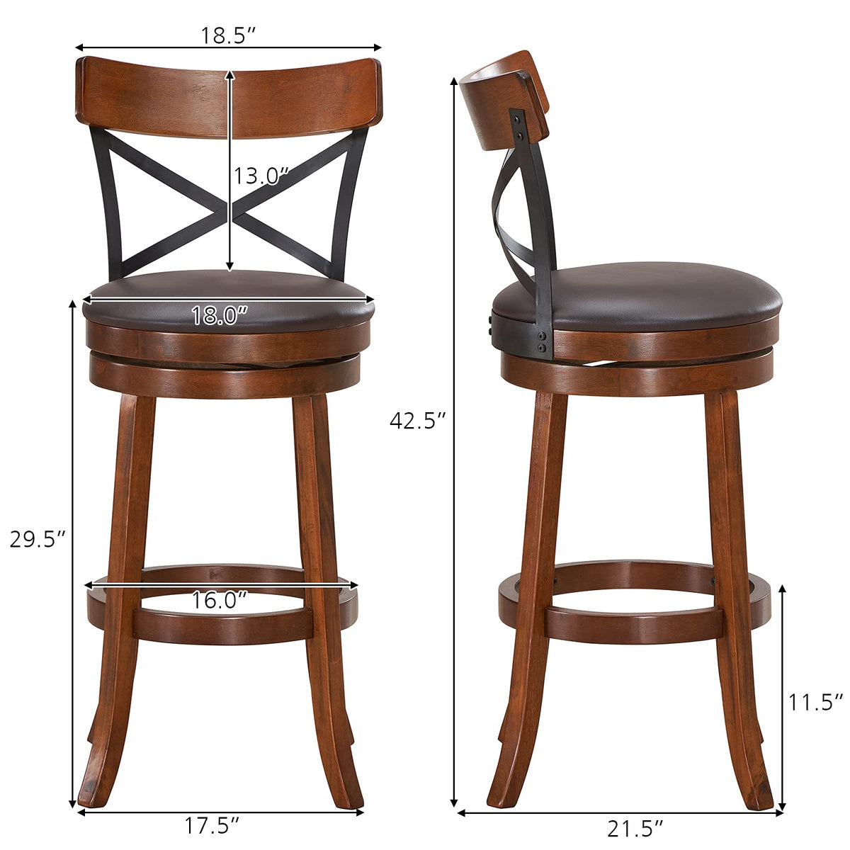 Goflame 25”Height Kitchen Counter Bar Stools for Kitchen Island, Pub, and Restaurant