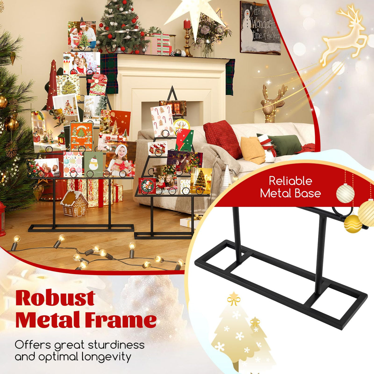 Goflame 2 Pack Christmas Tree Photo Holder with 36 Round Clips