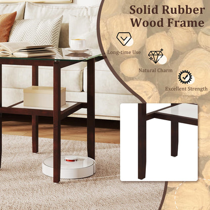Goflame Small Coffee Table 24" Glass End Table