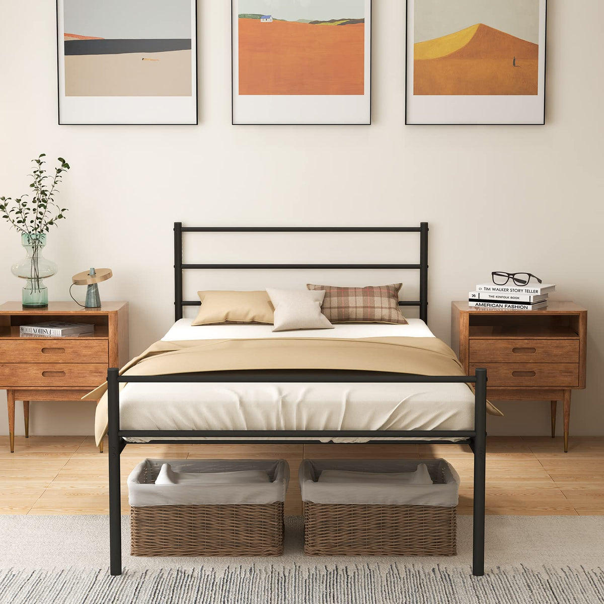 Goflame Twin Size Metal Bed Frame with Headboard & Footboard, 13.5 Inch Platform Bed Frame