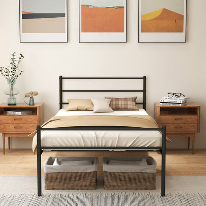Goflame Twin Size Metal Bed Frame with Headboard & Footboard, 13.5 Inch Platform Bed Frame