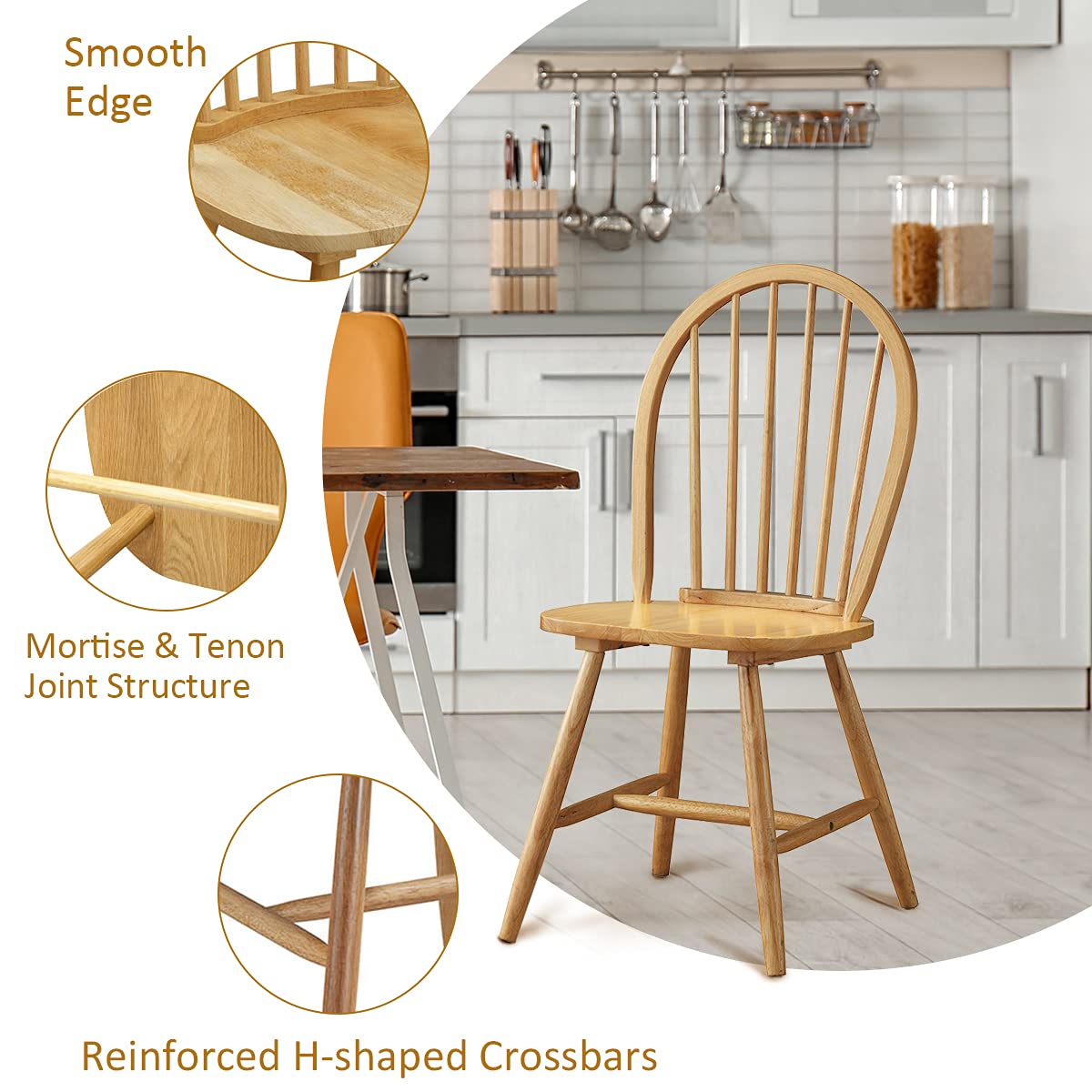 Goflame Wood Dining Chairs, French Country Armless Spindle Back Dining Chairs
