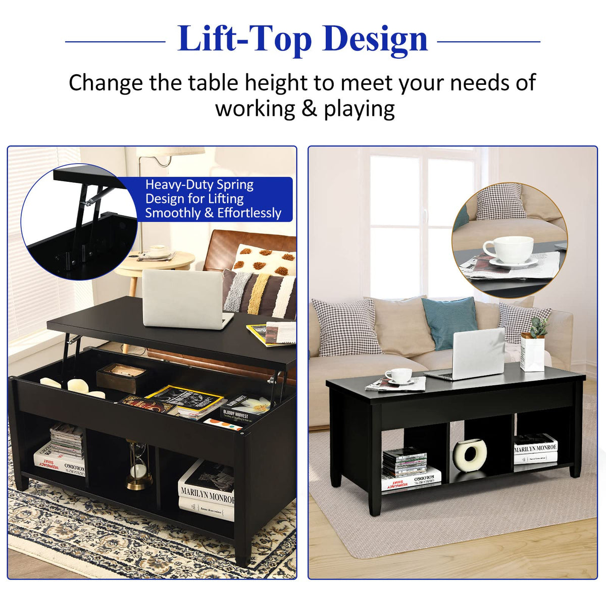 GOFLAME Lift Top Coffee Table for Living Room