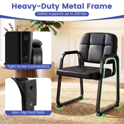 Goflame Waiting Room Leather Office Reception Chairs with Padded Armrests