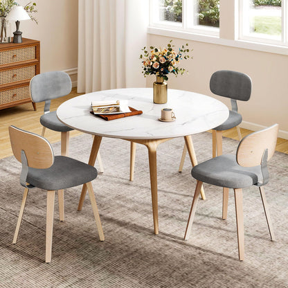 Goflame Wooden Dining Chairs Set of 2/4 Fabric Upholstered Kitchen Chairs