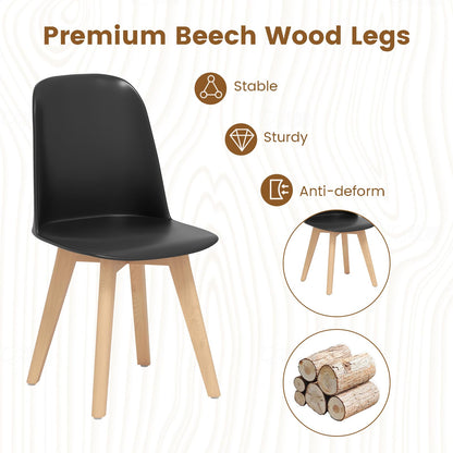 Goflame Modern Dining Chairs Set of 2/4 Armless Kitchen Chair w/Solid Beech Wood Legs