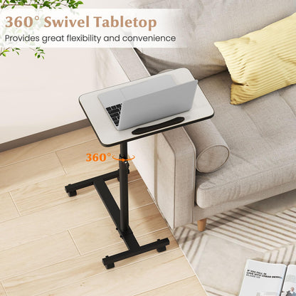 Goflame Overbed Table with Wheels Medical Adjustable Bedside Table