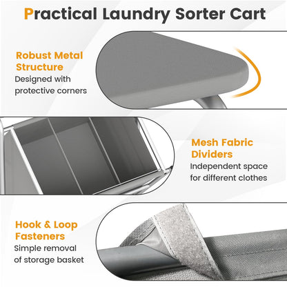 Goflame Laundry Sorter with Foldable Ironing Board 3 Section Tilt Out Laundry Hamper with Removable Bags