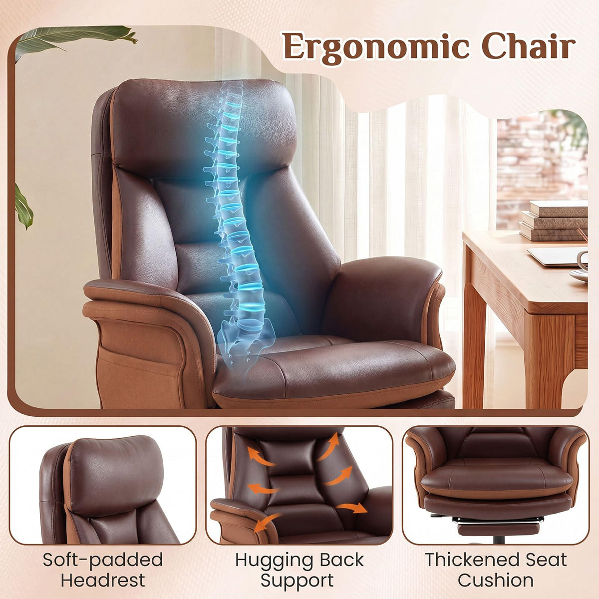 Goflame Big & Tall Office Chair with Adjustable Armrest