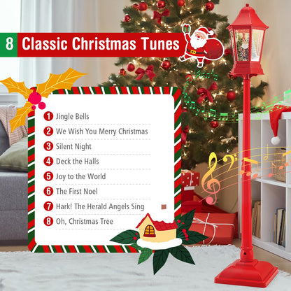 Goflame 2-in-1 Musical Lamp Post & Snow Globe Lantern (Snowing Santa)