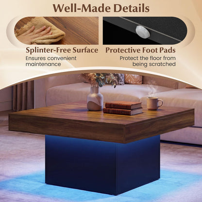 Goflame LED Coffee Table with Remote for Living Room