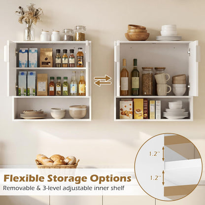 Goflame Fluted Bathroom Wall Cabinet | Over-the-Toilet Medicine Cabinet w/ 2 Doors