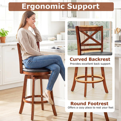 Goflame 25 Inch Swivel Bar Stools Set of 2/4 with PU Faux Leather Upholstered Seat