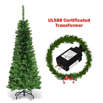 Goflame Prelit Pencil Christmas Tree, 4.5FT Premium Hinged Fir Tree - GoflameUS