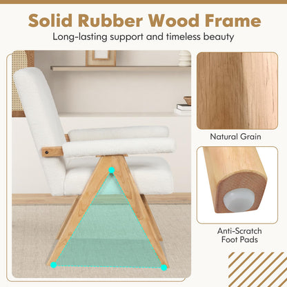 Goflame Mid-Century Modern Accent Chair, Sherpa Fabric Reading Chair with Padded Armrests