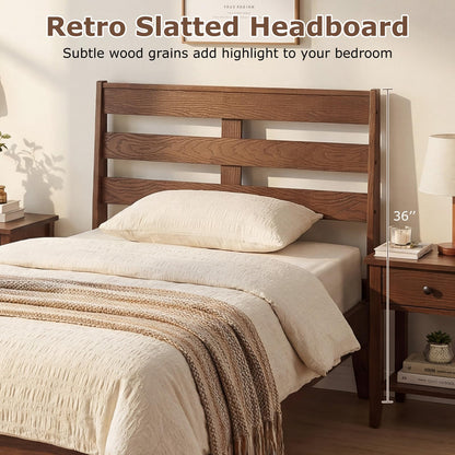 Goflame Twin Size Bed Frame with Slat Headboard